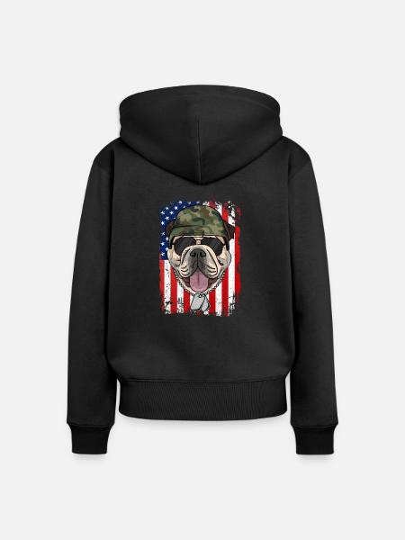Englische Bulldogge - Frauen Premium Bio Zip Hoodie - Schwarz