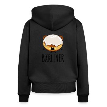 Berliner Pfannkuchen Bär - Frauen Premium Bio Zip Hoodie - Schwarz - Hinten - Julia (174cm)