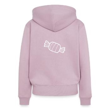 bonbons - Sweat à capuche zippé Premium bio Femme - rose poudré - Dos - Julia (174cm)