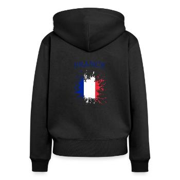 Frankreich france french French - Sweat à capuche zippé Premium bio Femme - noir - Dos - Julia (174cm)