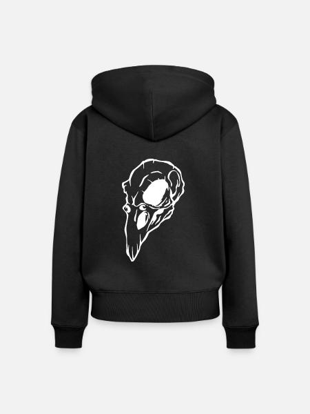 Krähenschädel Halloween - Frauen Premium Bio Zip Hoodie - Schwarz