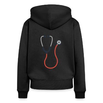 STETHOSKOP DOKTOR KRANKENHAUS - Frauen Premium Bio Zip Hoodie - Schwarz - Hinten - Julia (174cm)