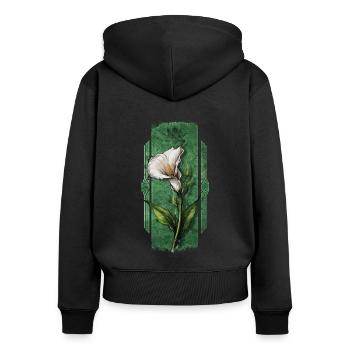 Fleurs élégantes : Calla Lily Floral Design - Sweat à capuche zippé Premium bio Femme - noir - Dos - Julia (174cm)
