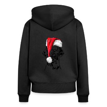 Père Noël Grand Dague Chiens de Noël Wilsigns - Sweat à capuche zippé Premium bio Femme - noir - Dos - Julia (174cm)