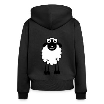 Moutons, moutons blancs ou noirs. Rêver ou dormir - Sweat à capuche zippé Premium bio Femme - noir - Dos - Julia (174cm)
