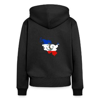 Schleswig-Holstein - Frauen Premium Bio Zip Hoodie - Schwarz - Hinten - Julia (174cm)