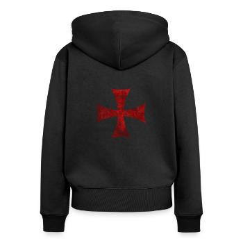 Kreuz - Frauen Premium Bio Zip Hoodie - Schwarz - Hinten - Julia (174cm)