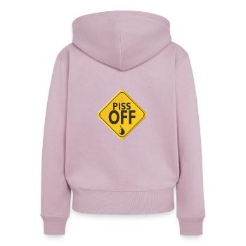 piss off insulte anglais humour panneau 505 w - Sweat à capuche zippé Premium bio Femme - rose poudré - Dos - Julia (174cm)