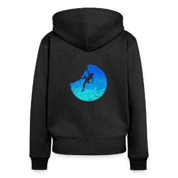 Climbing - Frauen Premium Bio Zip Hoodie - Schwarz - Hinten - Julia (174cm)