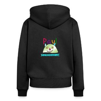 Paul prénom garçon nom de super-héros monstre - Sweat à capuche zippé Premium bio Femme - noir - Dos - Julia (174cm)