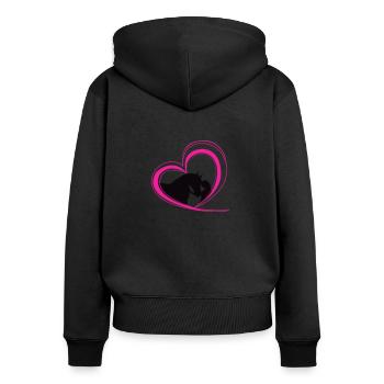 Girl with horse in heart two-tone - Women's Premium Organic Zip Hoodie - black - Back - Julia (174cm)