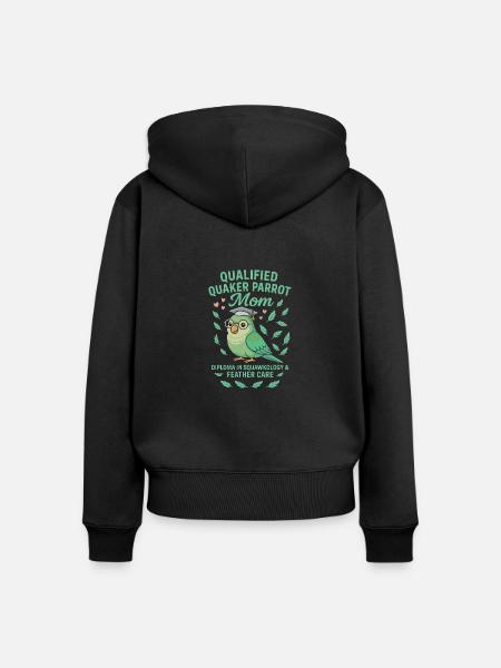 Qualifizierte Quaker Papageienmutter - Frauen Premium Bio Zip Hoodie - Schwarz