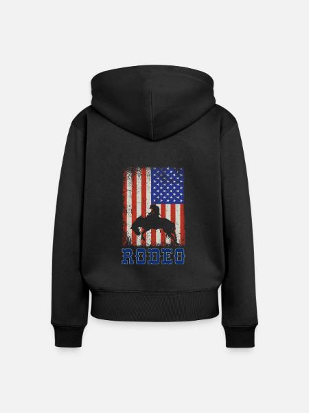American Rodeo - Frauen Premium Bio Zip Hoodie - Schwarz