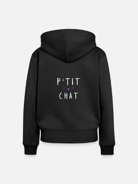 P'tit chat 3 - Frauen Premium Bio Zip Hoodie - Schwarz