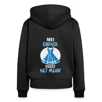 Damen Mei Dirndl Tracht Bayrisch Trachten Ersatz - Frauen Premium Bio Zip Hoodie - Schwarz - Hinten - Julia (174cm)