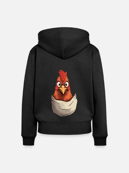 Chicken In Pocket - Frauen Premium Bio Zip Hoodie - Schwarz