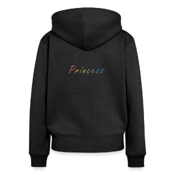 L’inscription de Princes ! - Sweat à capuche zippé Premium bio Femme - noir - Dos - Julia (174cm)