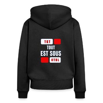 TKT - Sweat à capuche zippé Premium bio Femme - noir - Dos - Julia (174cm)