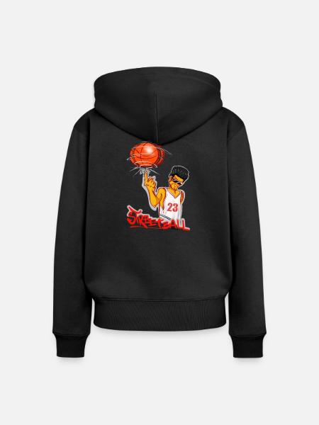 Streetball - Frauen Premium Bio Zip Hoodie - Schwarz