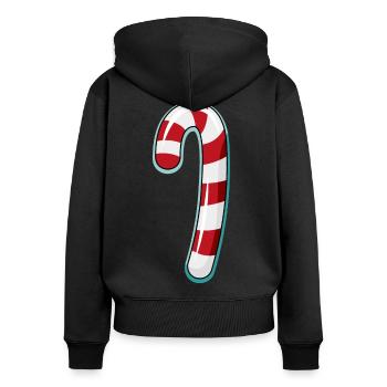 Conception rayée de canne de bonbon - Sweat à capuche zippé Premium bio Femme - noir - Dos - Julia (174cm)