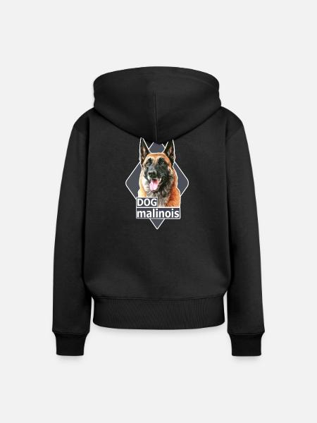 Malinois-Hundeillustration - Frauen Premium Bio Zip Hoodie - Schwarz