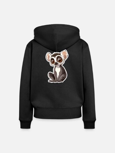 Lemur - Frauen Premium Bio Zip Hoodie - Schwarz