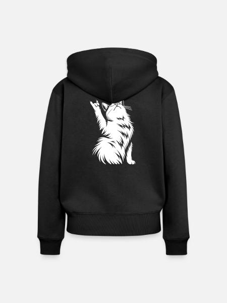 Rock Katze – Devil Horns Silhouette - Frauen Premium Bio Zip Hoodie - Schwarz