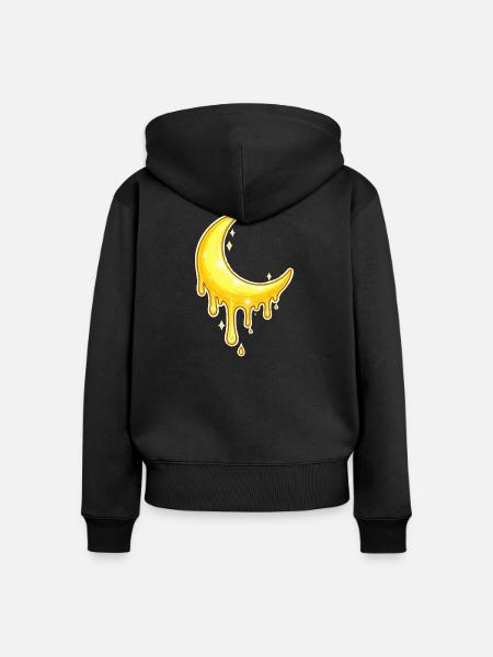 Goldener Mond Tropfen - Frauen Premium Bio Zip Hoodie - Schwarz