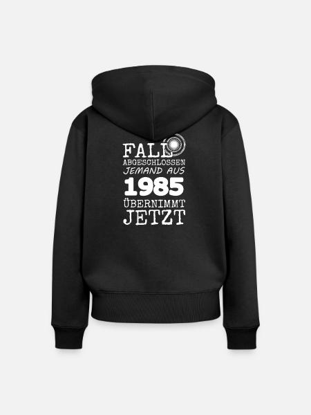 1985 - Frauen Premium Bio Zip Hoodie - Schwarz