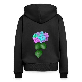 Hortensie Pflanze Blume bunt Frühling Natur - Frauen Premium Bio Zip Hoodie - Schwarz - Hinten - Julia (174cm)