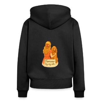 Für immer an meiner Seite – Frau mit Cocker Spanie - Frauen Premium Bio Zip Hoodie - Schwarz - Hinten - Julia (174cm)