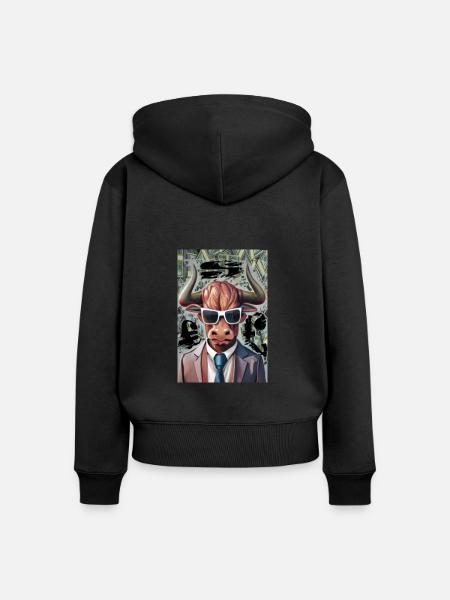 Bull Buisness - Frauen Premium Bio Zip Hoodie - Schwarz