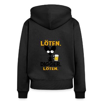 Löten Digga Löten Bier Hund - Frauen Premium Bio Zip Hoodie - Schwarz - Hinten - Julia (174cm)
