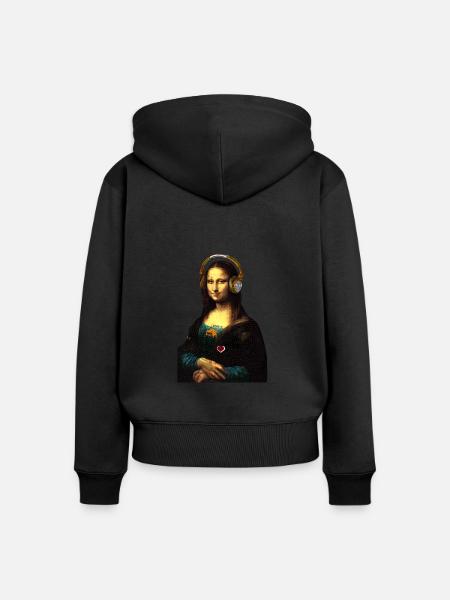 Mona Lisa - Frauen Premium Bio Zip Hoodie - Schwarz