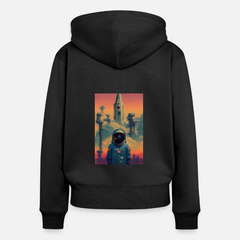 Astronaute Space Future Rocket - Sweat à capuche zippé Premium bio Femme - noir