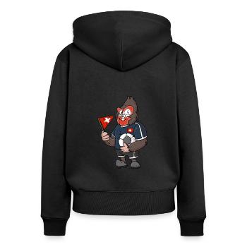 Gorille suisse - Sweat à capuche zippé Premium bio Femme - noir - Dos - Julia (174cm)