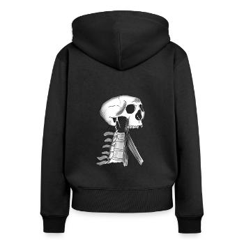 Skull - Frauen Premium Bio Zip Hoodie - Schwarz - Hinten - Julia (174cm)
