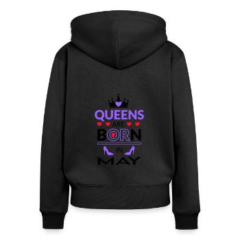 Birthday Queen born in May - Frauen Premium Bio Zip Hoodie - Schwarz - Hinten - Julia (174cm)