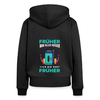 70s, 80s und 90s Jahre Musik Retro Walkman - Frauen Premium Bio Zip Hoodie - Schwarz - Hinten - Julia (174cm)