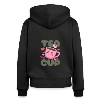 Tee in meiner Tasse: Das perfekte Gebräu - Frauen Premium Bio Zip Hoodie - Schwarz - Hinten - Julia (174cm)