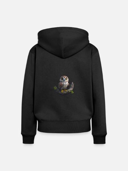 Kleiner Uhu - Frauen Premium Bio Zip Hoodie - Schwarz