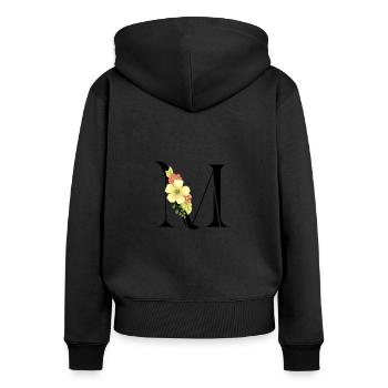 Eleganter Buchstabe 'M' mit Blumen - Frauen Premium Bio Zip Hoodie - Schwarz - Hinten - Julia (174cm)