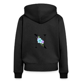 Elegant letter 'T' with flowers - Women's Premium Organic Zip Hoodie - black - Back - Julia (174cm)