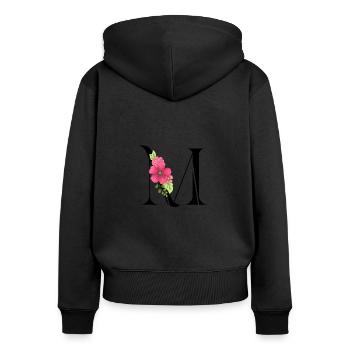 Eleganter Buchstabe 'M' mit Blumen - Frauen Premium Bio Zip Hoodie - Schwarz - Hinten - Julia (174cm)