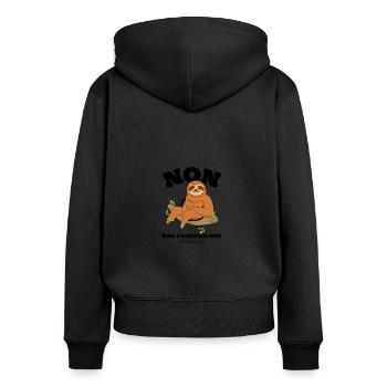 Non pas aujourd'hui ni demain. Humour paresseux - Sweat à capuche zippé Premium bio Femme - noir - Dos - Julia (174cm)