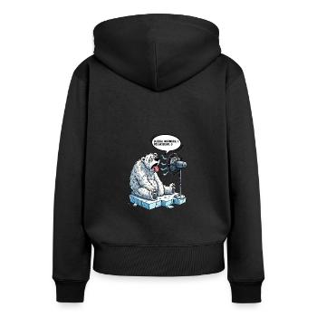réchauffement climatique ours polaire drôle climat design - Sweat à capuche zippé Premium bio Femme - noir - Dos - Julia (174cm)