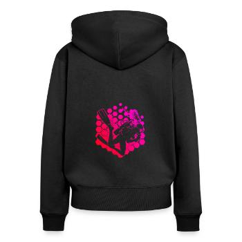 Free Dive Damen Herren Taucher Scuba Diver - Frauen Premium Bio Zip Hoodie - Schwarz - Hinten - Julia (174cm)