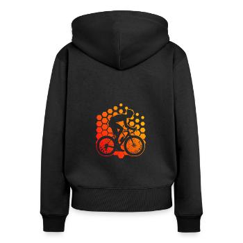 Damen Roadbike Rennradfahren Rennradfahrer - Frauen Premium Bio Zip Hoodie - Schwarz - Hinten - Julia (174cm)