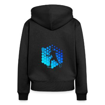 Damen Federball Squash Badmintonspieler Badminton - Frauen Premium Bio Zip Hoodie - Schwarz - Hinten - Julia (174cm)