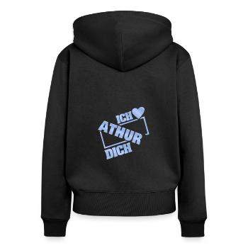 Liebespaar Athur - Frauen Premium Bio Zip Hoodie - Schwarz - Hinten - Julia (174cm)